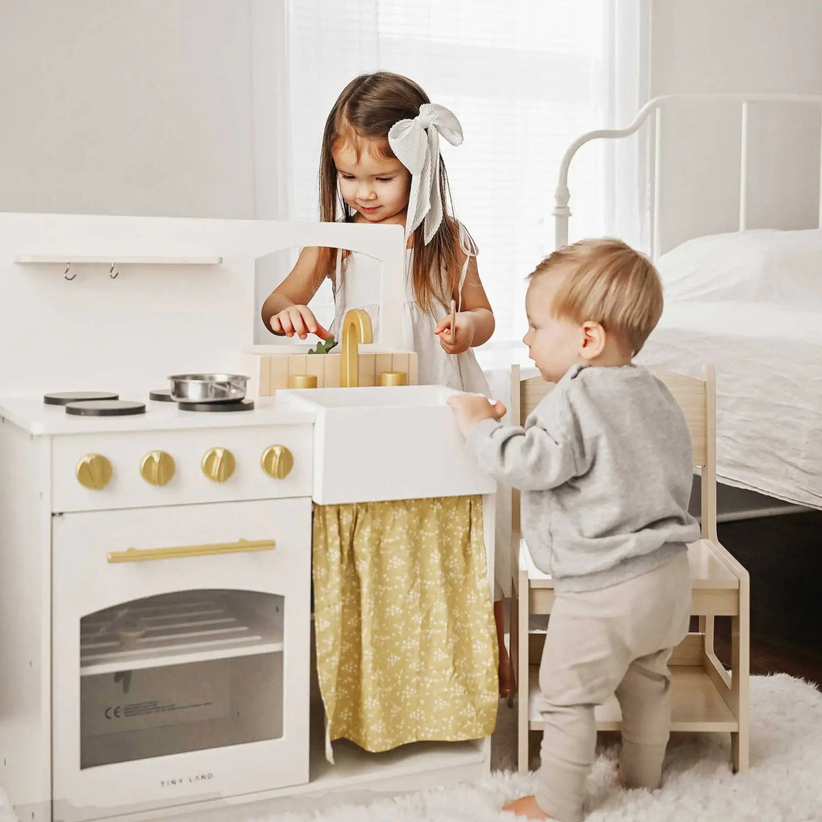 Tiny Land Honey Kitchenette Play Kitchen – Toddler Pretend Cooking Set