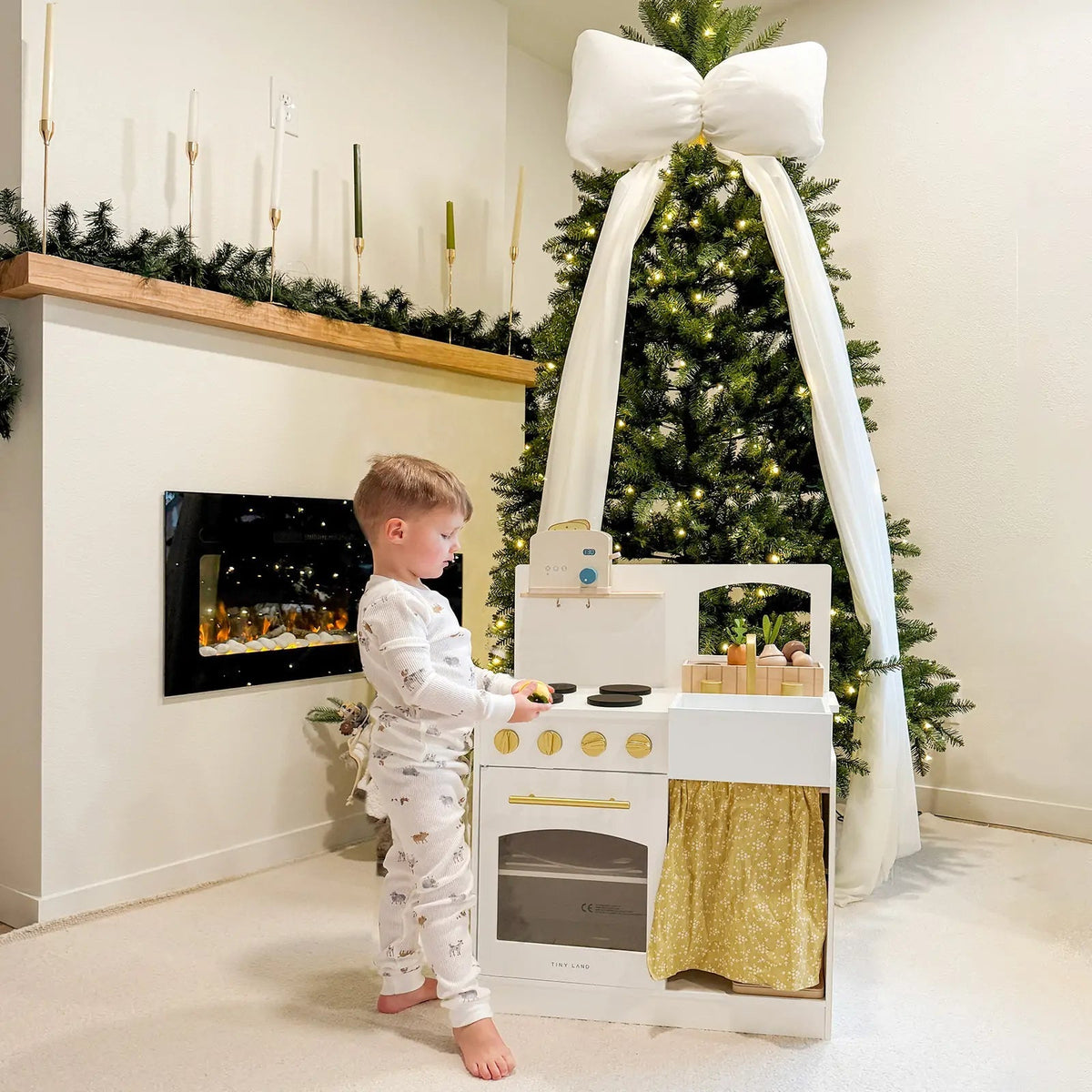 Tiny Land Honey Kitchenette Play Kitchen – Toddler Pretend Cooking Set