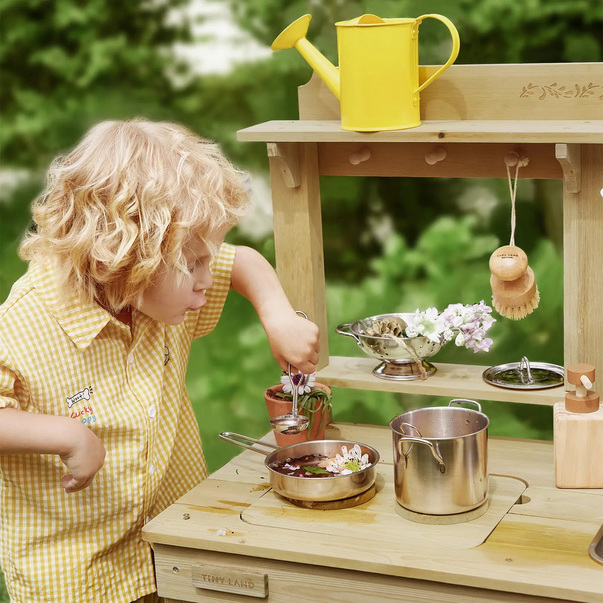 Tiny Land DuoPlay Mud Kitchen – Outdoor Wooden Play Kitchen with Water Tank