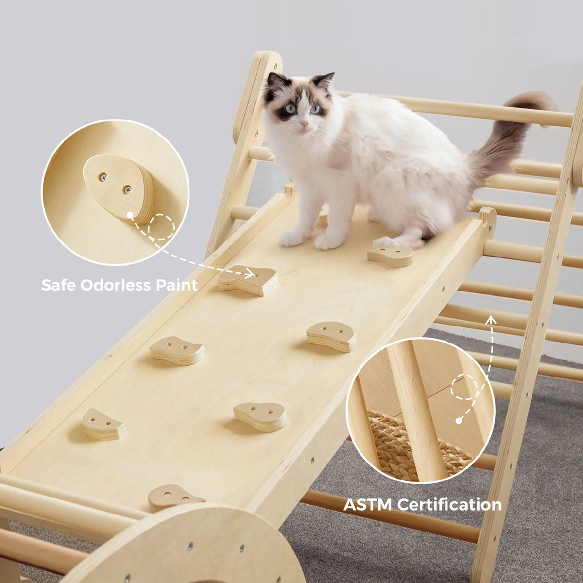 Tiny Land Pikler Triangle 7-in-1 – Wooden Montessori Climbing Set with Slide