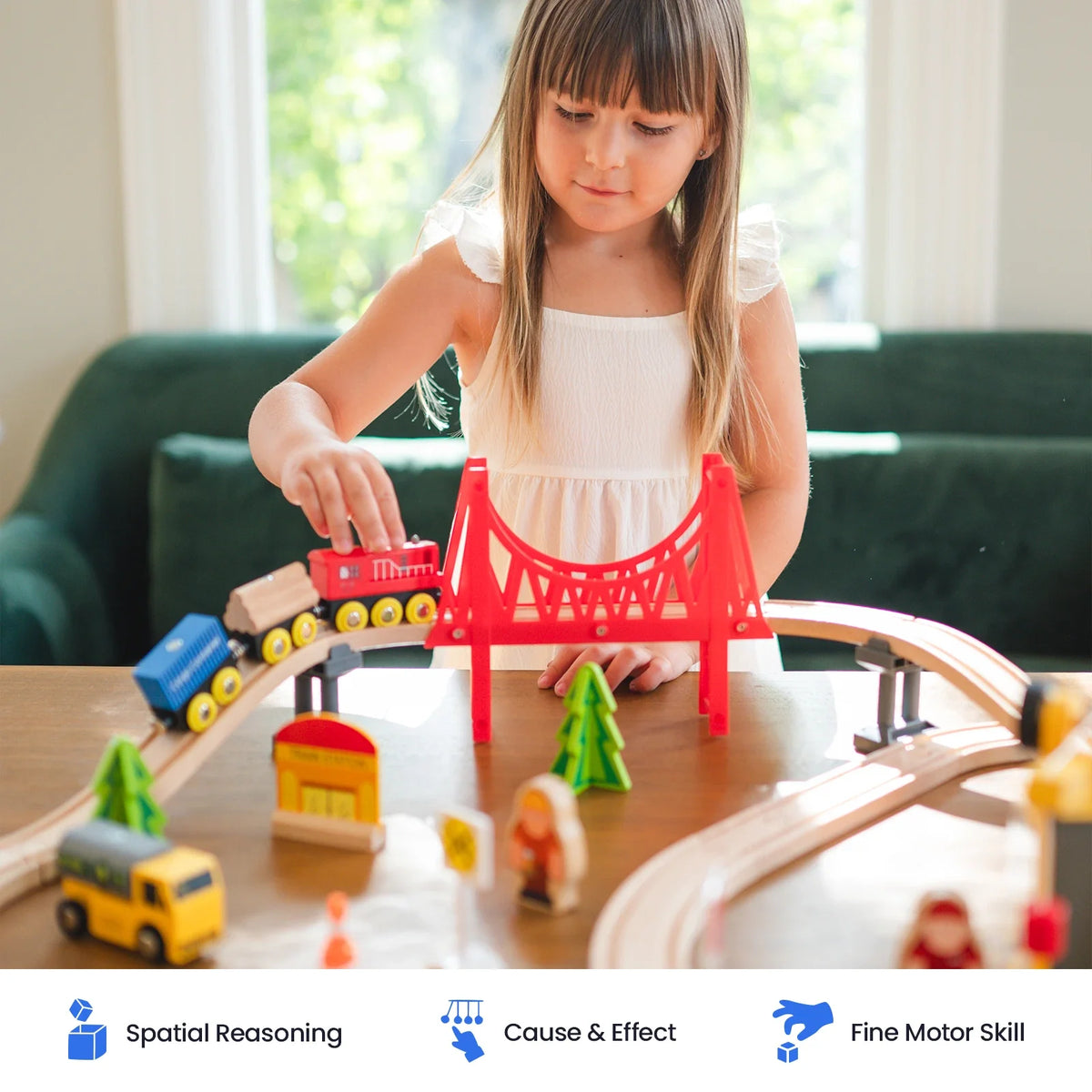 Tiny Land Wooden Train Set for Kids – 39, 55 or 110 Pieces