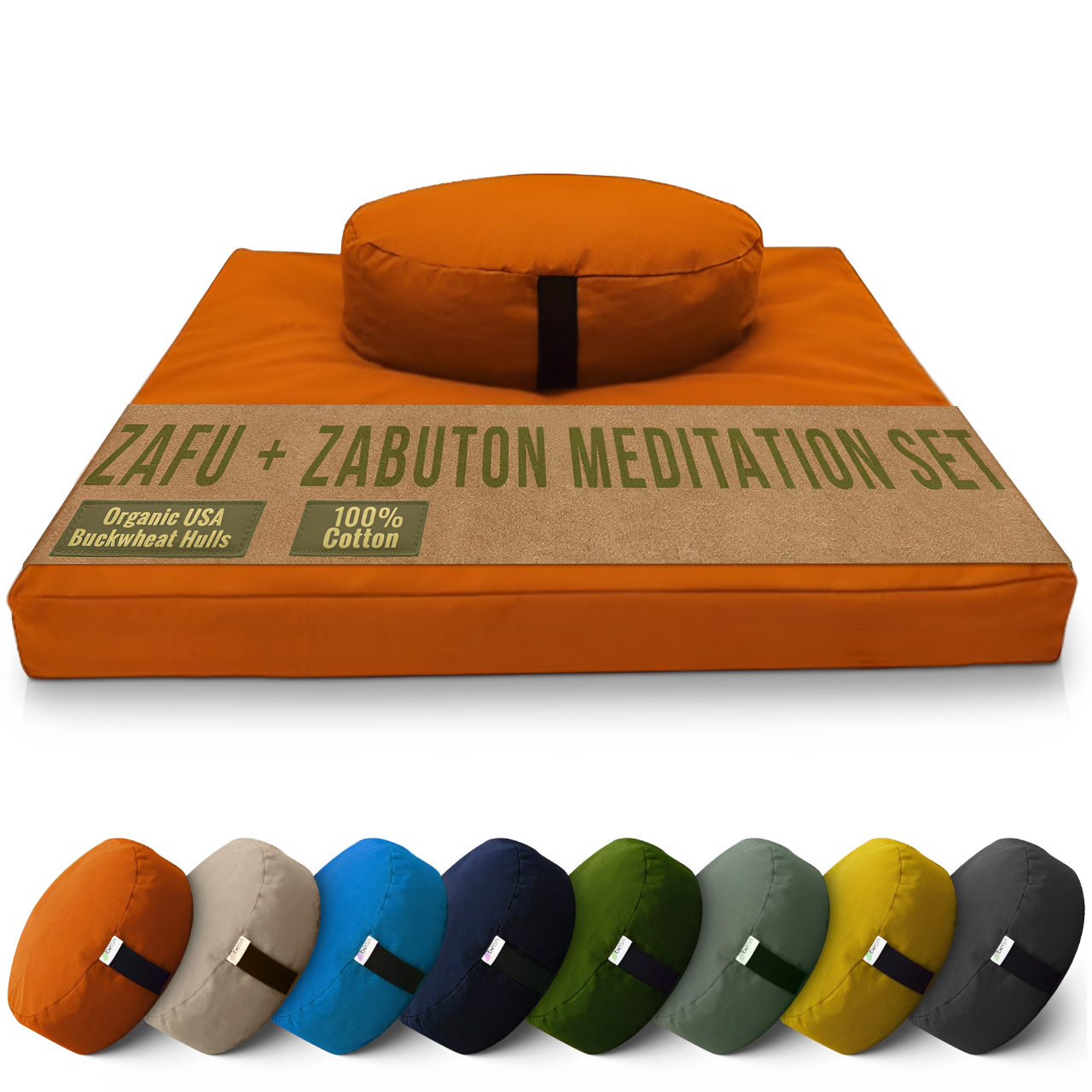 Meditation Cushion Set Zafu and Zabuton - Cotton ..Made in USA