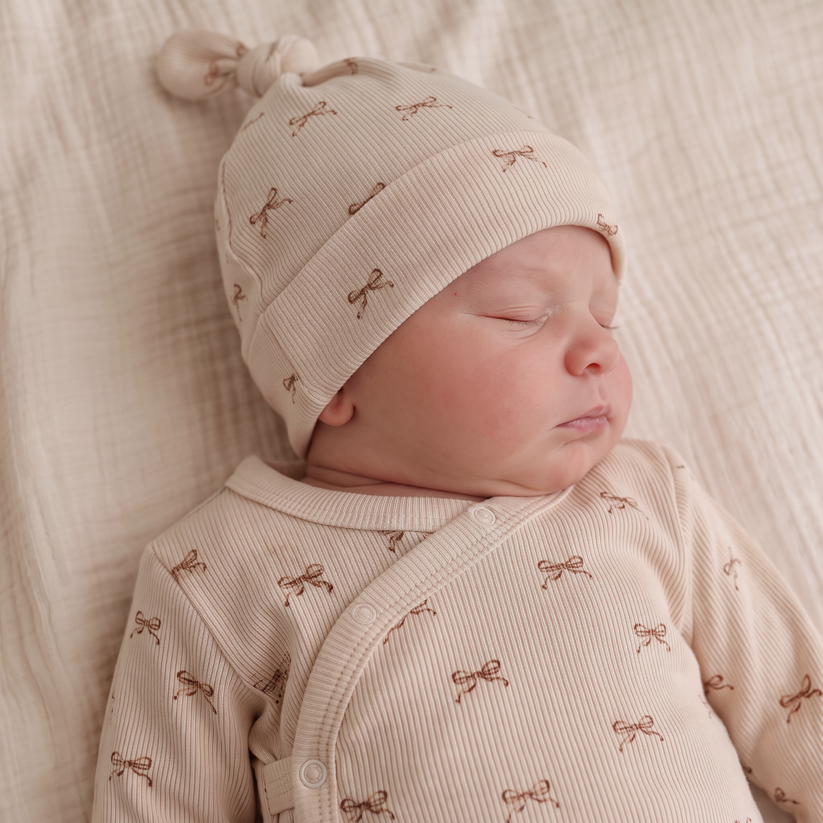 Organic Cotton Kimono Newborn Sleep Gown & Hat Set – Tiny Bows