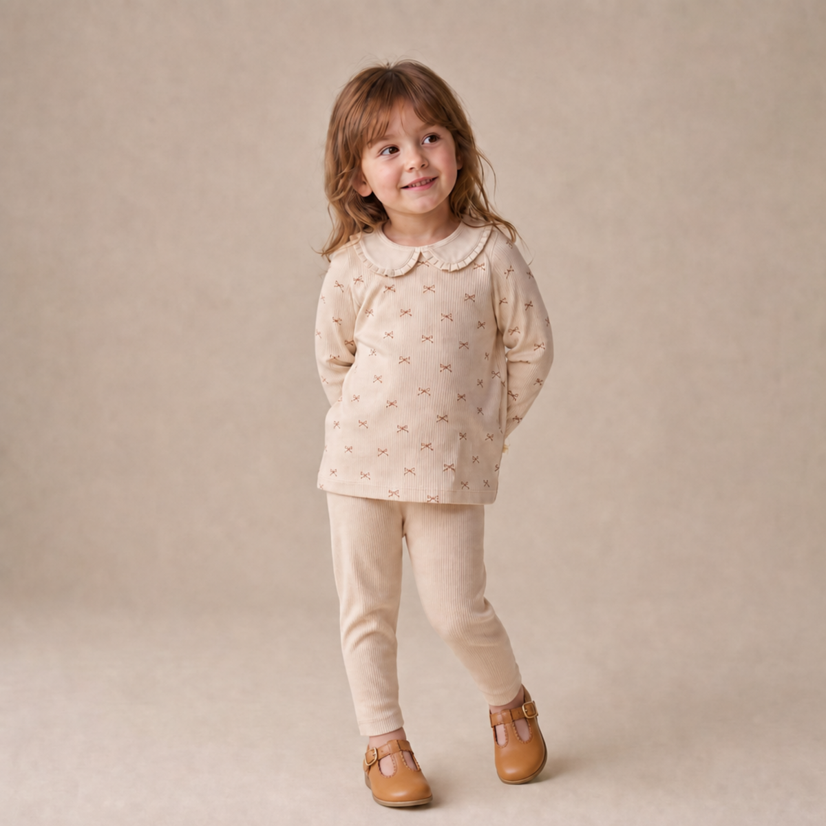 Organic Cotton Ruffle Collar Top & Leggings Set for Babies & Toddlers – Tiny Bows