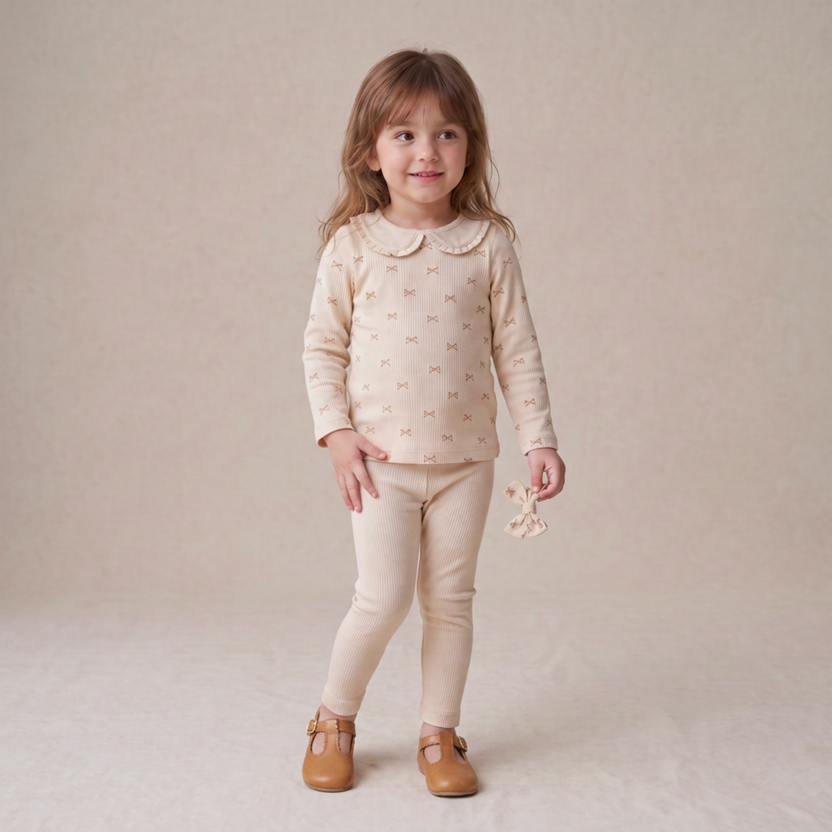 Organic Cotton Ruffle Collar Top & Leggings Set for Babies & Toddlers – Tiny Bows