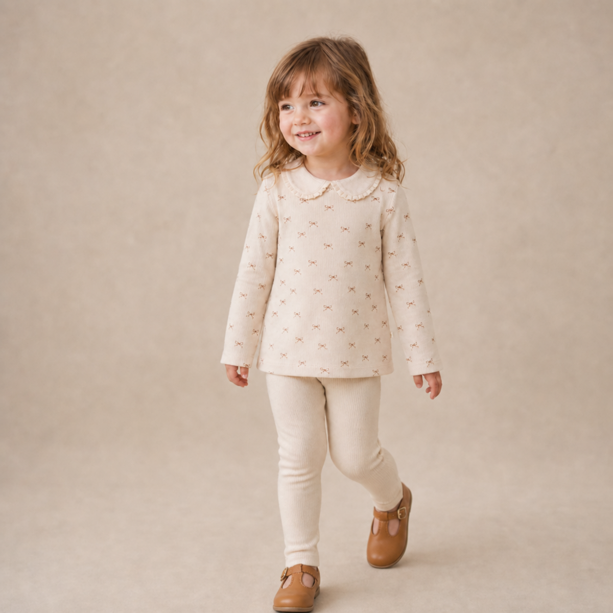 Organic Cotton Ruffle Collar Top & Leggings Set for Babies & Toddlers – Tiny Bows