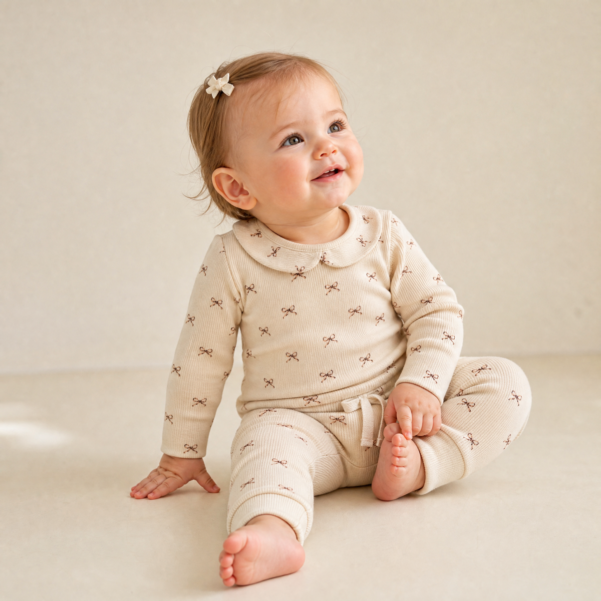 Organic Ruffle Collar Onesie & Pants Set for Babies – Tiny Bows