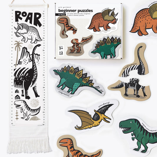 Wee Gallery Grow With Dinos Bundle | Eco-Friendly Growth Chart and Puzzle Set