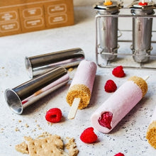 Load image into Gallery viewer, Ecozoi Stainless Steel Popsicle Molds, Round with Reusable Bamboo Sticks
