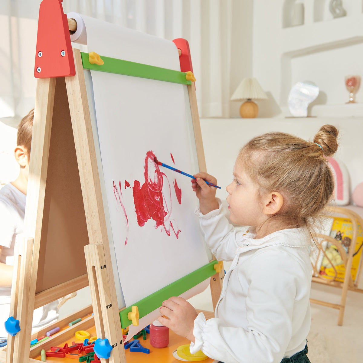 Tiny Land 3-in-1 Kids Art Easel – Chalkboard, Magnetic Whiteboard & Paper Roll