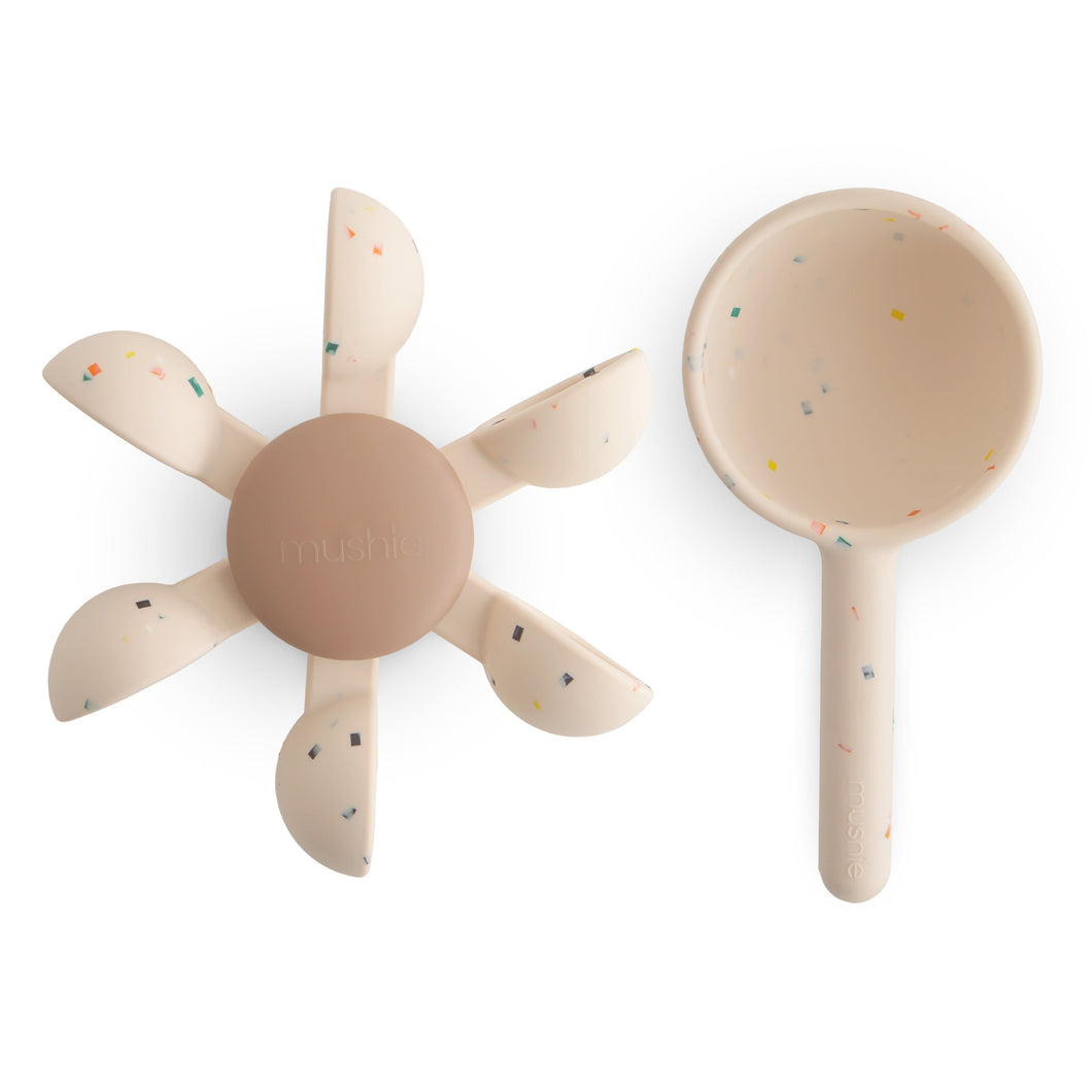 Mushie Water Wheel Bath Toy - Interactive Plastic Free Silicone Suction Cup Bath Fun