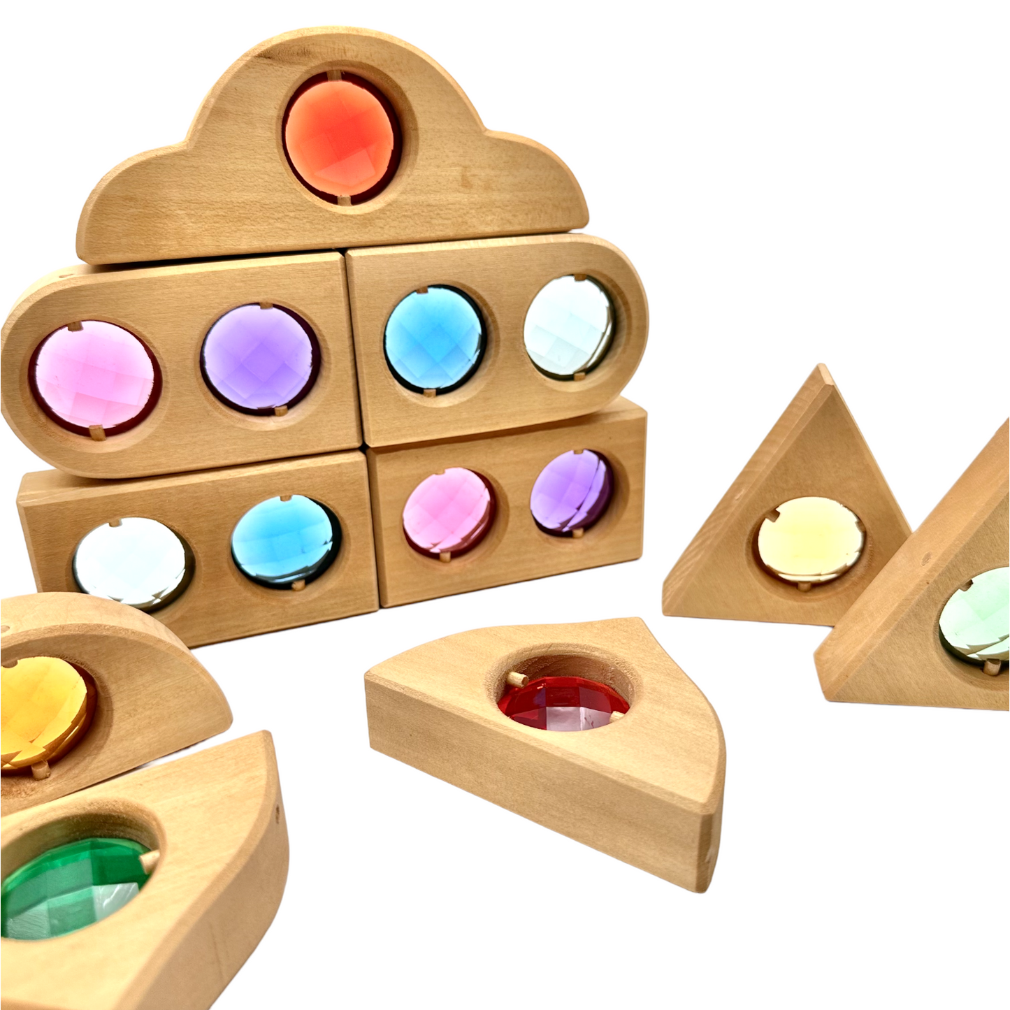 12 Pcs Rainbow Fairytale Window Blocks with Storage Tray