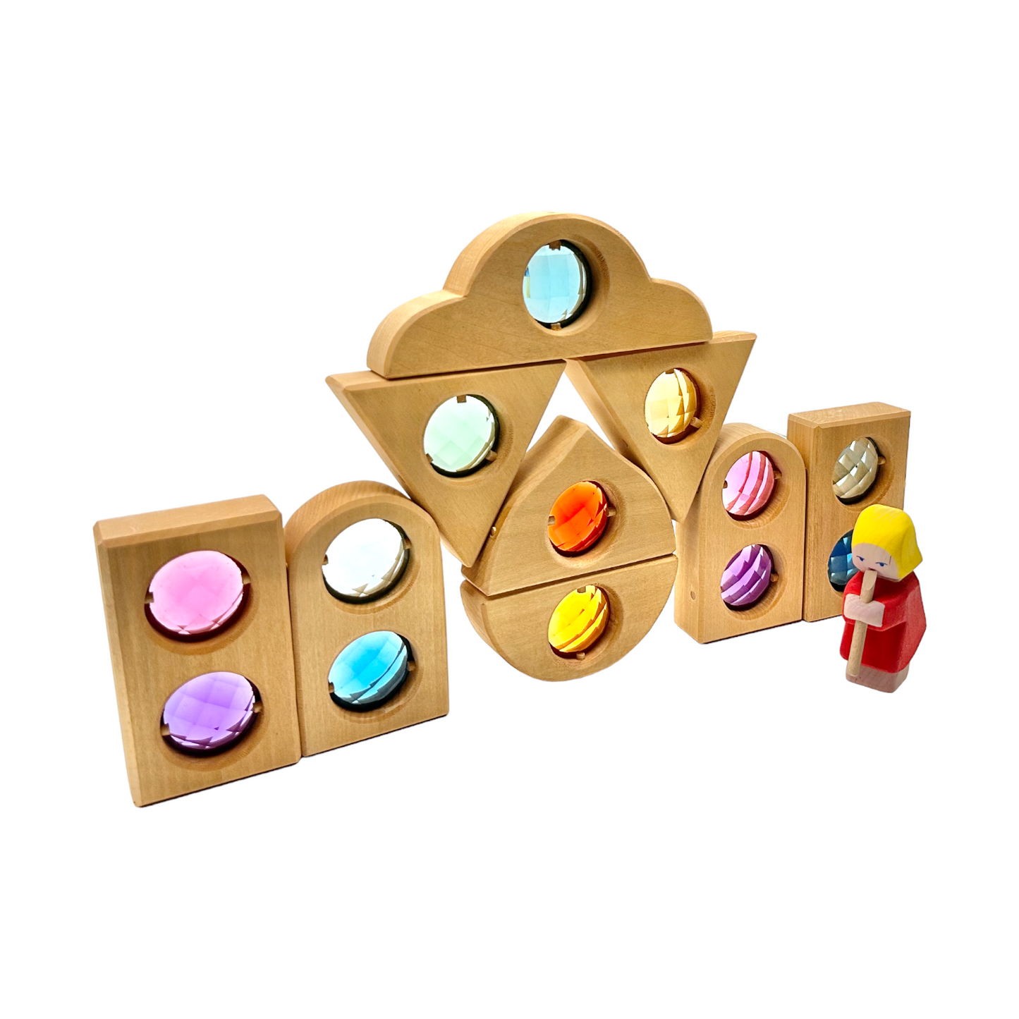 12 Pcs Rainbow Fairytale Window Blocks with Storage Tray