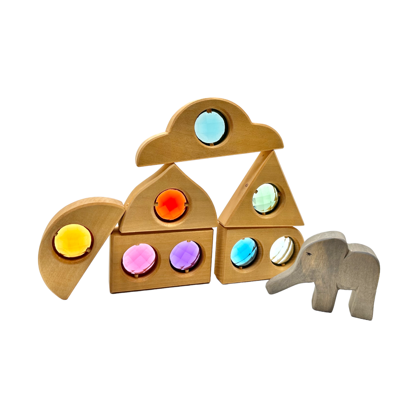 12 Pcs Rainbow Fairytale Window Blocks with Storage Tray