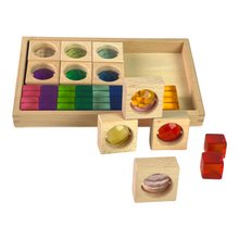 Load image into Gallery viewer, 10 Pcs Square Gemmed Translucent Blocks and 20 Pcs Lucite Cubes Set with Storage Tray
