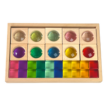 Load image into Gallery viewer, 10 Pcs Square Gemmed Translucent Blocks and 20 Pcs Lucite Cubes Set with Storage Tray
