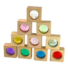Load image into Gallery viewer, 10 Pcs Square Gemmed Translucent Blocks and 20 Pcs Lucite Cubes Set with Storage Tray
