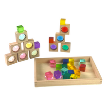Load image into Gallery viewer, 10 Pcs Square Gemmed Translucent Blocks and 20 Pcs Lucite Cubes Set with Storage Tray
