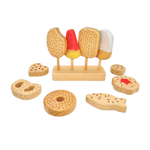 Load image into Gallery viewer, 10 Pcs Wooden Popsicle Ice Cream Bar and Pastry Cookies Pretend Play Set
