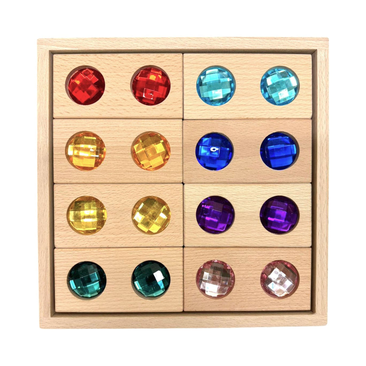 Green Elephant 8-Piece Rectangular Wooden Gem Blocks with Storage Tray – Beechwood