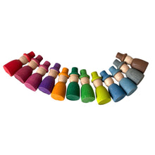 Load image into Gallery viewer, 12 Pcs STAINED Wooden Wizard Peg Dolls Set
