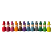 Load image into Gallery viewer, 12 Pcs STAINED Wooden Wizard Peg Dolls Set
