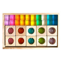 Load image into Gallery viewer, 10 PCS Square Gemmed Translucent Blocks and 20 PCS Lucite Cubes Set in Pastel Colors with Storage Tray
