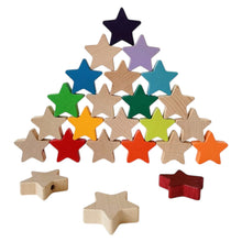 Load image into Gallery viewer, 12 PCS Wooden Star Wand Set in Rainbow and Natural Colors
