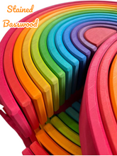Load image into Gallery viewer, 12 Pcs Large Wooden Rainbow Stacking Blocks in Primary Colors

