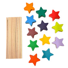 Load image into Gallery viewer, 12 PCS Wooden Star Wand Set in Rainbow and Natural Colors
