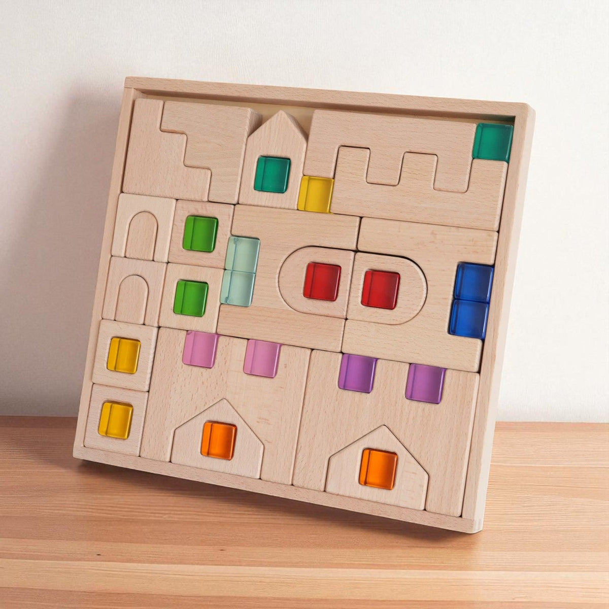 Green Elephant Wooden Architectural Building Blocks – 21 or 26-Piece Beechwood Set