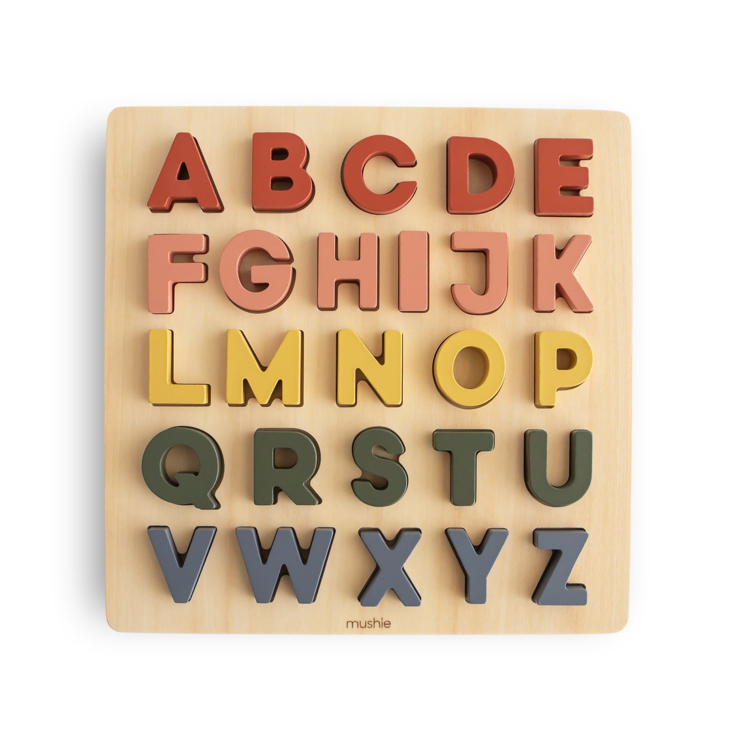 Mushie Non-Toxic Eco-Friendly Wooden Alphabet Puzzle