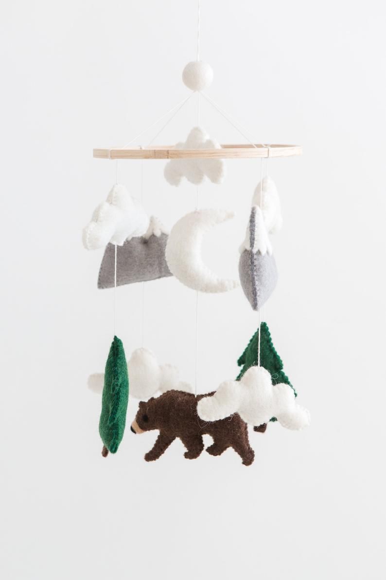 Bear Crib Mobile – Handmade Wool Felt Nursery Decor