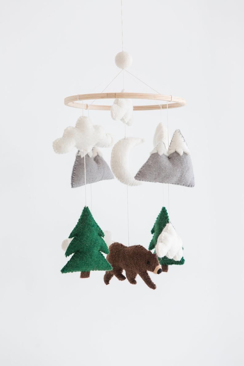 Bear Crib Mobile – Handmade Wool Felt Nursery Decor