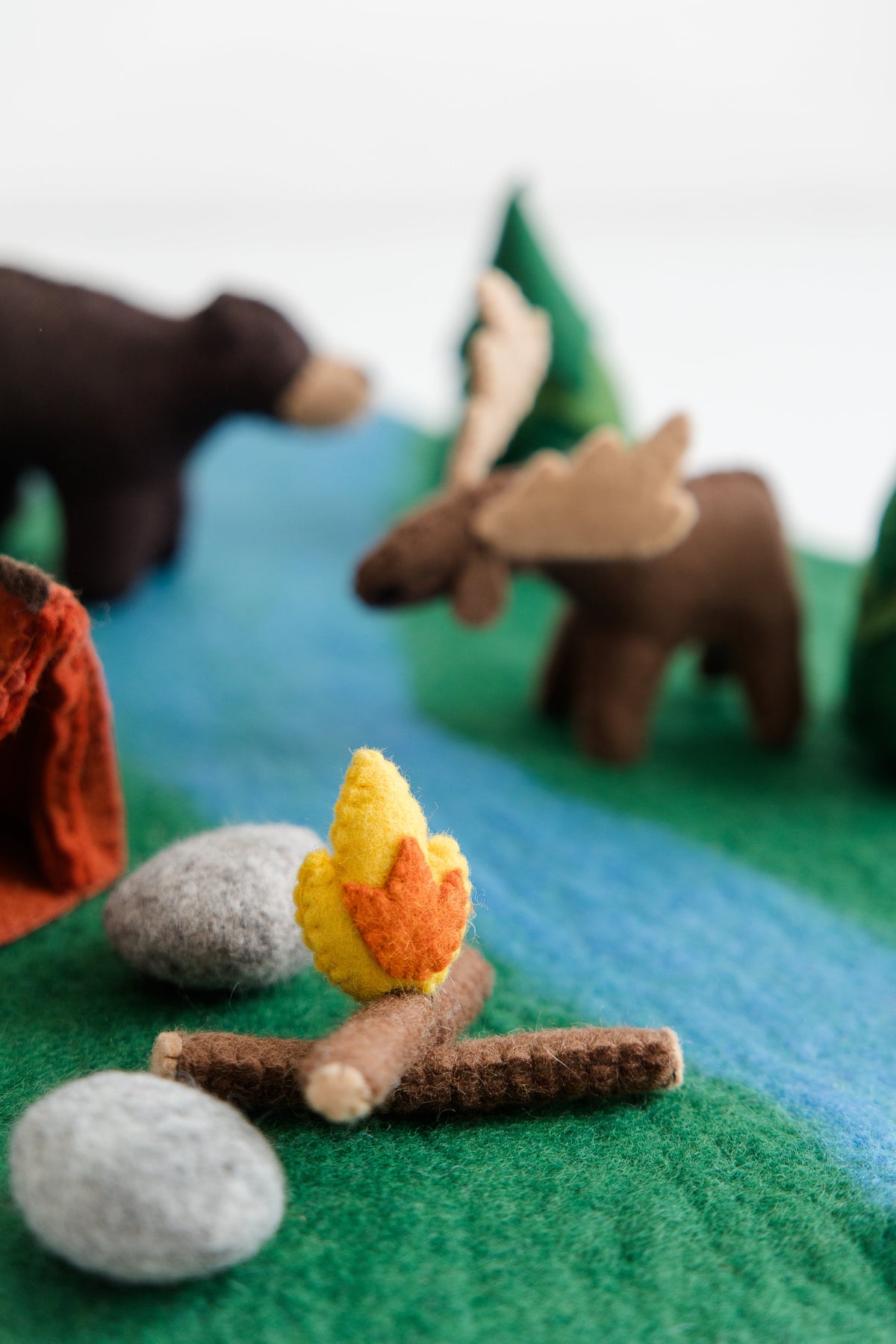 Woodland Camping Play Mat & Toys – Handmade Wool Felt Play Set