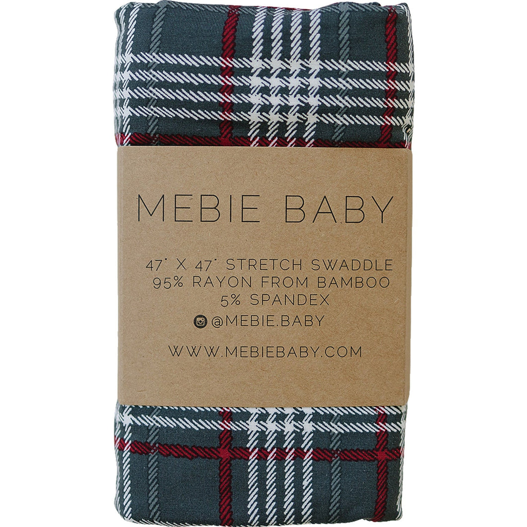 Mebie Baby Green Plaid Sustainable Bamboo Stretch Swaddle