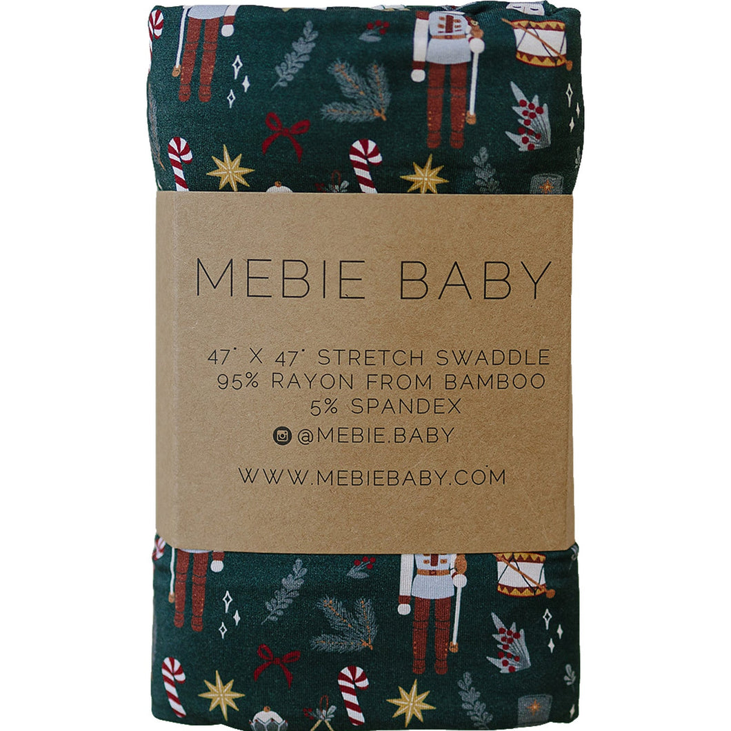 Mebie Baby Green Nutcracker Sustainable Bamboo Stretch Swaddle