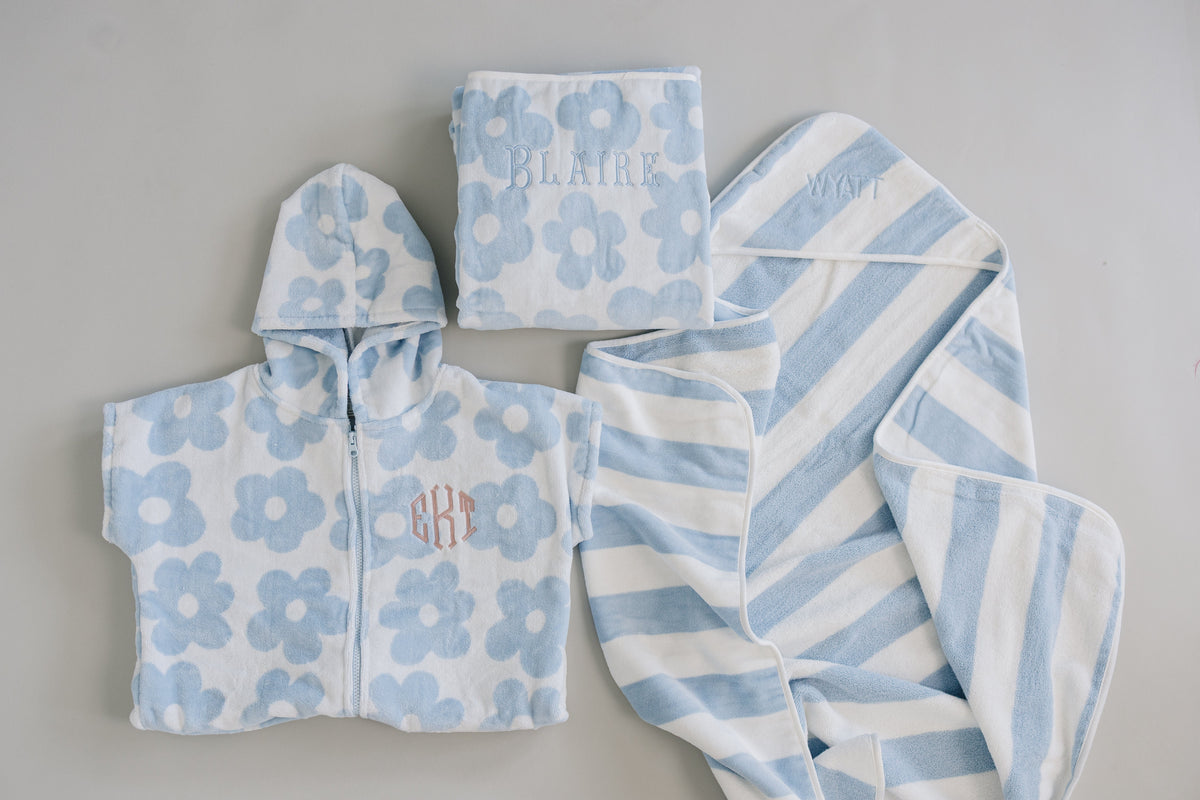 Mebie Baby Seaside Stripe Organic Cotton Beach Towel – Optional Name Embroidery