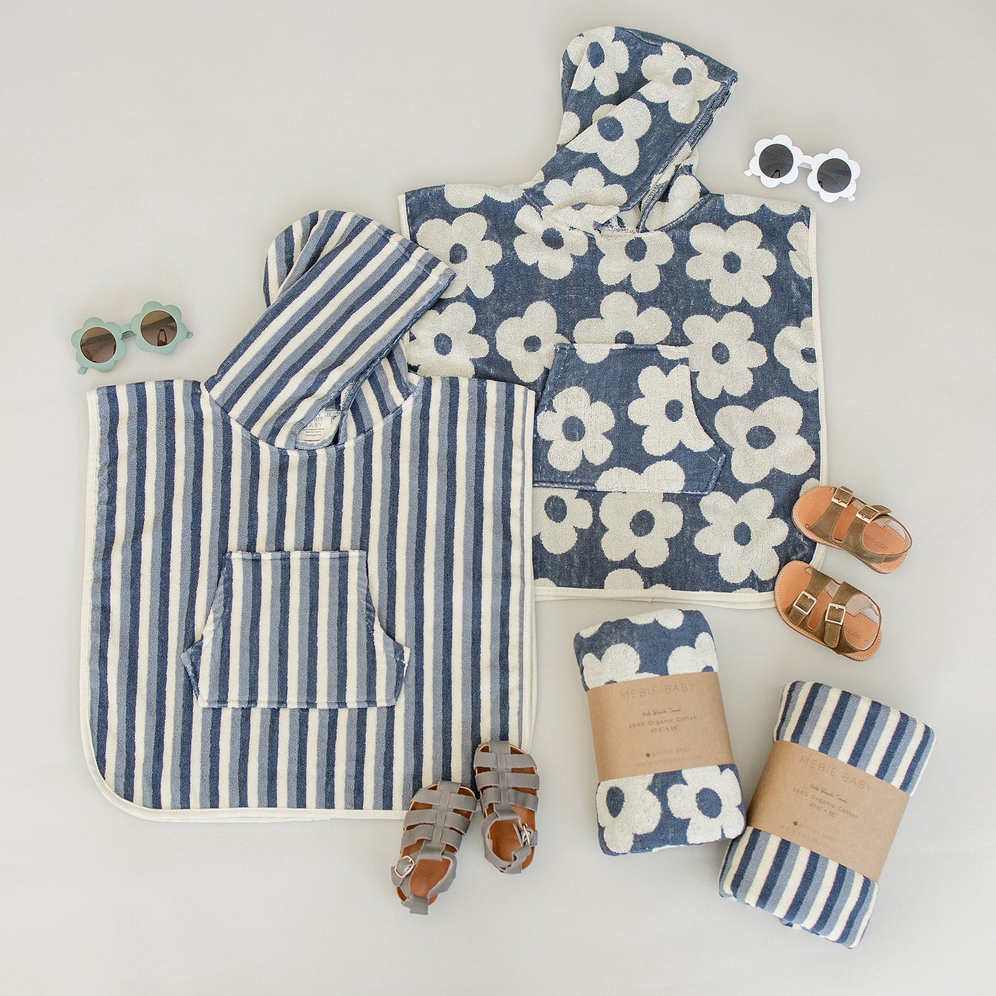 Mebie Baby Organic Cotton Kids Hooded Poncho Beach Towel - Ultra-Soft, Eco-Friendly Bath & Pool Towel for Children (3 Sizes)