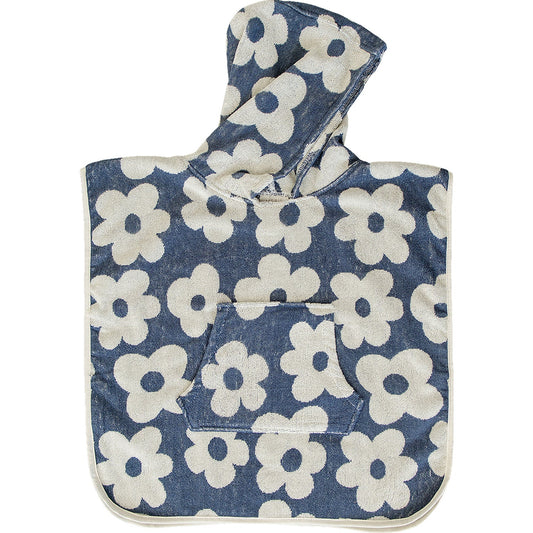 Mebie Baby Floral Organic Cotton Sustainable Hooded Poncho Beach Towel for Kids | Three Sizes Available