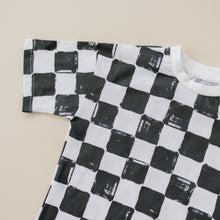 Load image into Gallery viewer, Organic Cotton Black &amp; White Checkered Shorts Set
