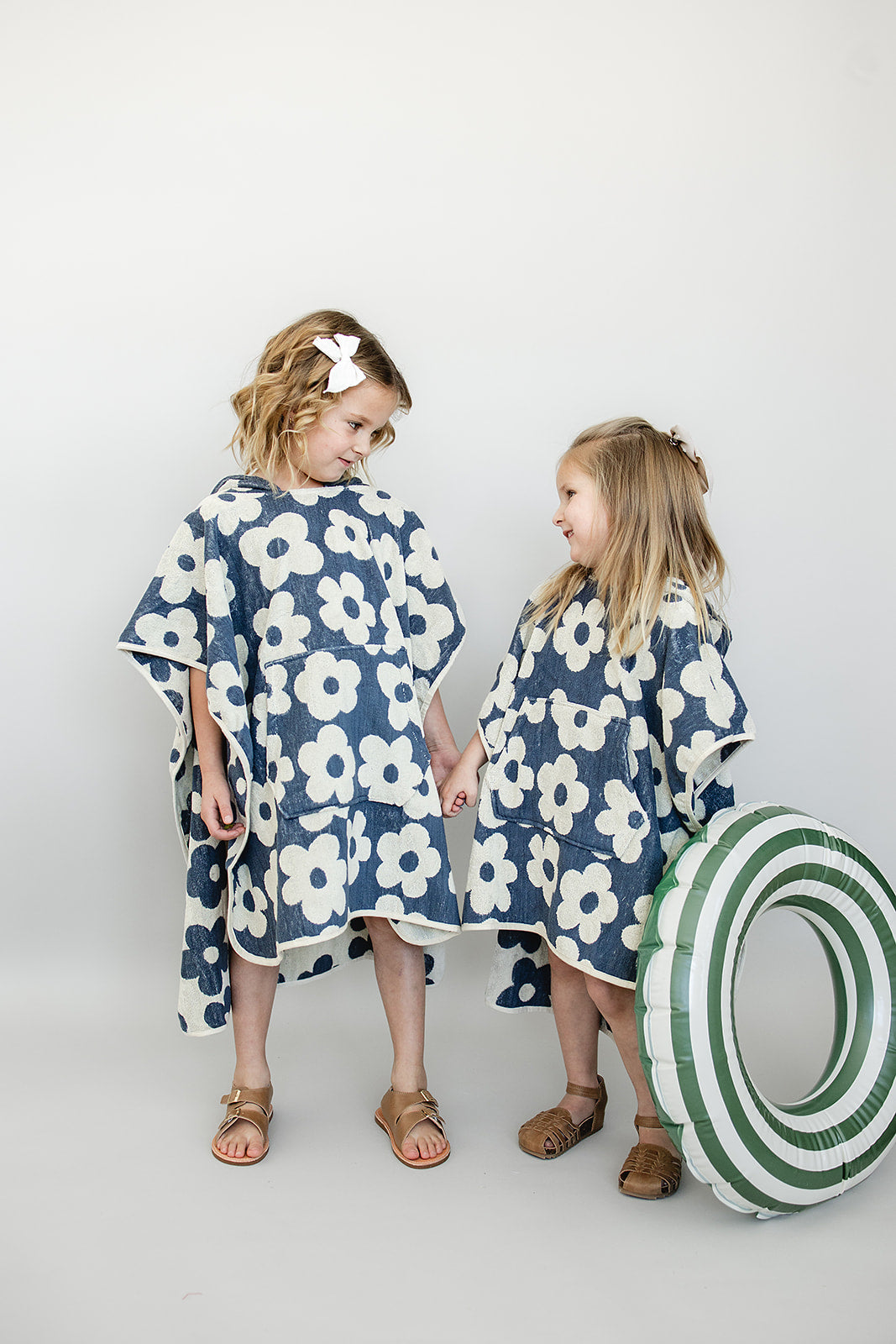 Mebie Baby Floral Organic Cotton Sustainable Hooded Poncho Beach Towel for Kids | Three Sizes Available