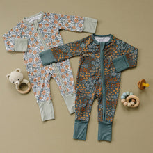 Load image into Gallery viewer, Mebie Baby Dainty Meadow Sustainable Bamboo Baby Zipper Onesie Pajamas
