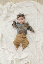 Load image into Gallery viewer, Navy Floral Ruffle Sleeve Bamboo Bodysuit
