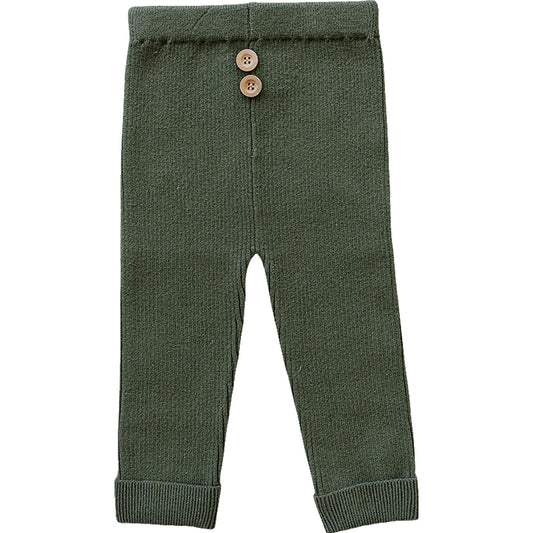 Mebie Baby Olive Organic Cotton Knit Leggings