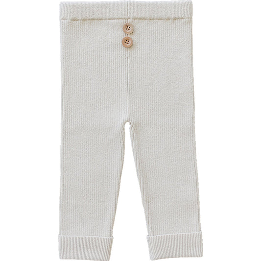 Mebie Baby Organic Cotton Knit Leggings | Cream