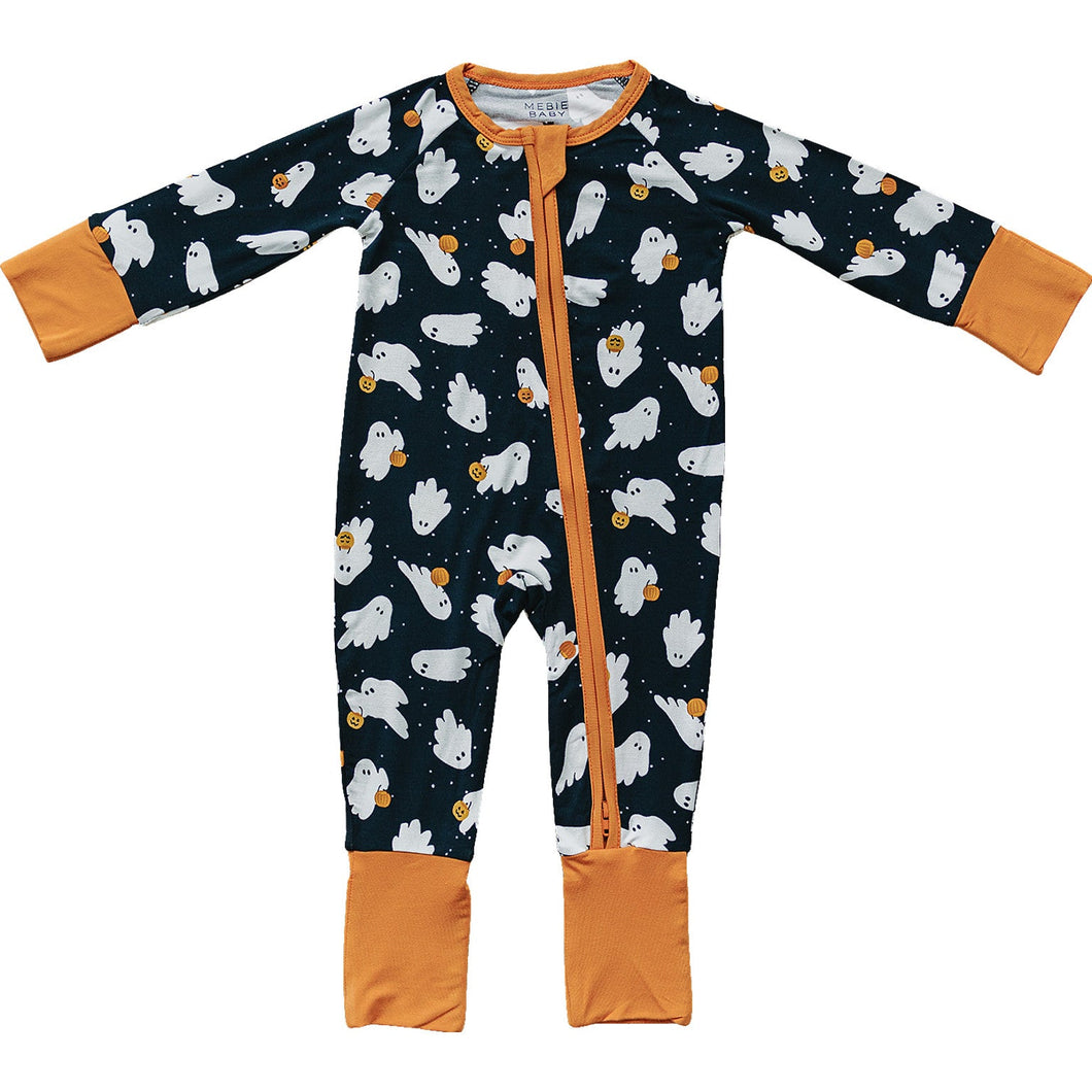 Mebie Baby Ghosts Halloween Bamboo Zipper Baby Onesie Pajamas