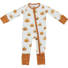 Load image into Gallery viewer, Mebie Baby Fall Halloween Pumpkins Bamboo Zipper Footless Pajamas
