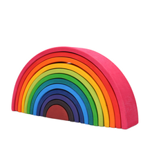 Load image into Gallery viewer, 12 Pcs Large Wooden Rainbow Stacking Blocks in Primary Colors
