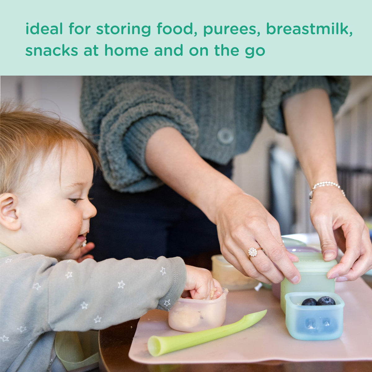 Olababy Silicone Baby Food Storage Containers, Freezer-Safe (4-Pack)